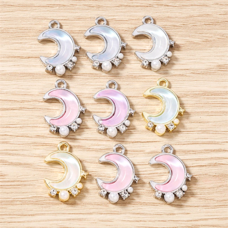 5 Stück gemischte, filigrane Kristall-Metal-Mond- und Stern-Anhänger zum Basteln von Ohrhängern, Halsketten, Armbändern, DIY-Handwerk und Schmuckzubehör – Detail 8