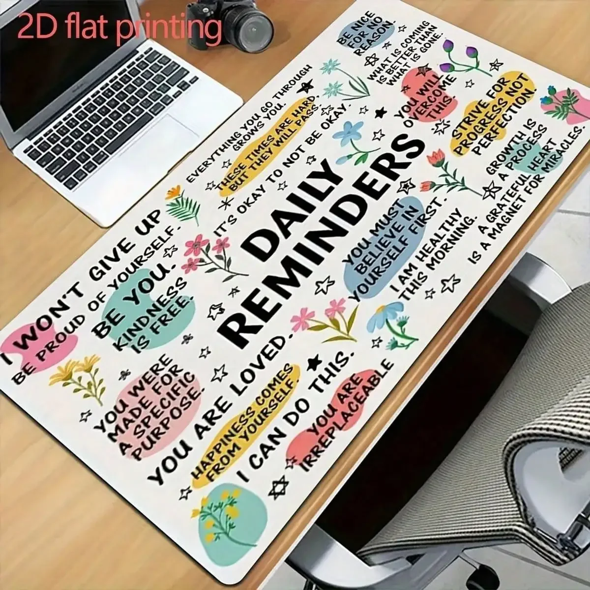 

1 Inspirational Daily Reminder Mouse Pad With Inspiring Quotes And Floral Design - Washable Durable Natural Rubber Base, Non-Slip Office Desk Mat For Gamers And Office Use, Mouse Pad, Office Desk Mat, Inspirational Quotes, Games
