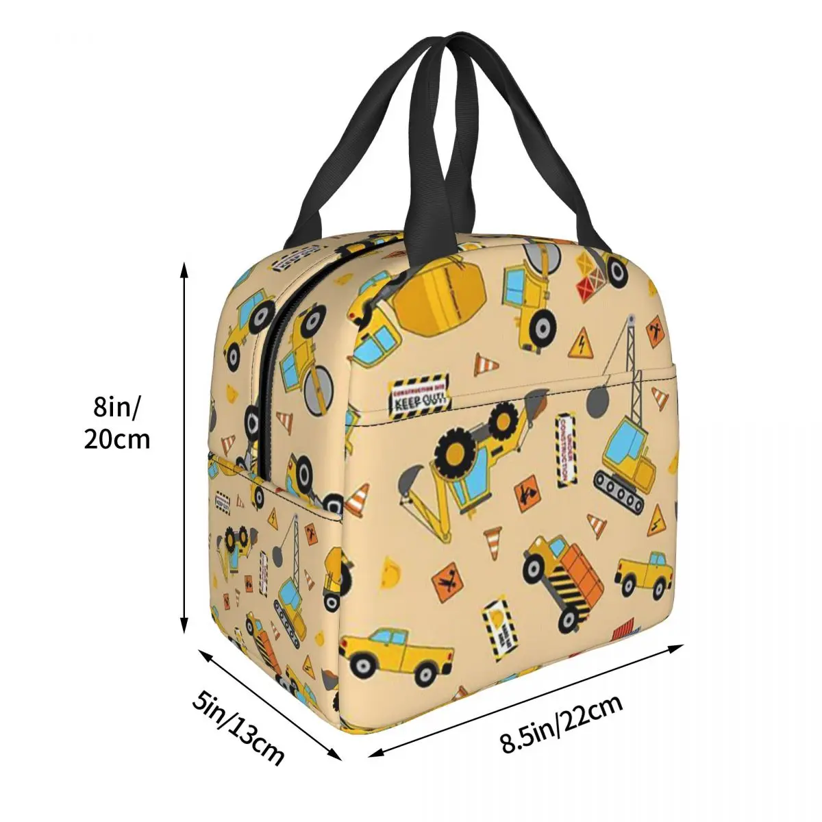 Cartoon Truck Car Tractor Excavator Pattern Insulated Lunch Bag for Women Children Leakproof Food Boxes Thermal Lunch Box Tote
