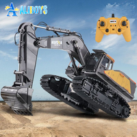 Huina 1592 RC Excavator 1:14 22CH Remote Control Alloy Truck Simulation Engineering Vehicle Model Construction Toy Kid Gift