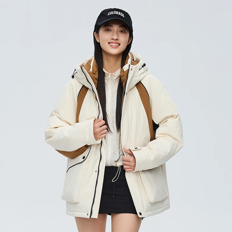 

Зимняя утепленная куртка-пуховик с капюшоном, свободного кроя, для молодежи, морозостойкая, из полиэстера (90% волокна), с наполнителем из белого утиного пуха