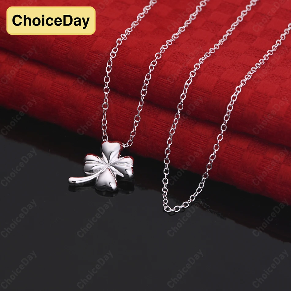 

ChoiceDay 925 Sterling Silver Exquisite Four Leaf Clover Pendant Necklace Women's Accessories Engagement Party Charm