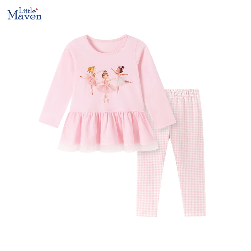 Little maven Nouvelle Collection Automne Vêtements pour Enfants Filles Bébé Coton Dessin Animé Ballet T-shirts Hauts + Leggings Ensembles de Vêtements pour Enfants