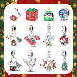 925 silver snowflake Christmas tree ski boots beads Brand bracelet exquisite DIY jewelry