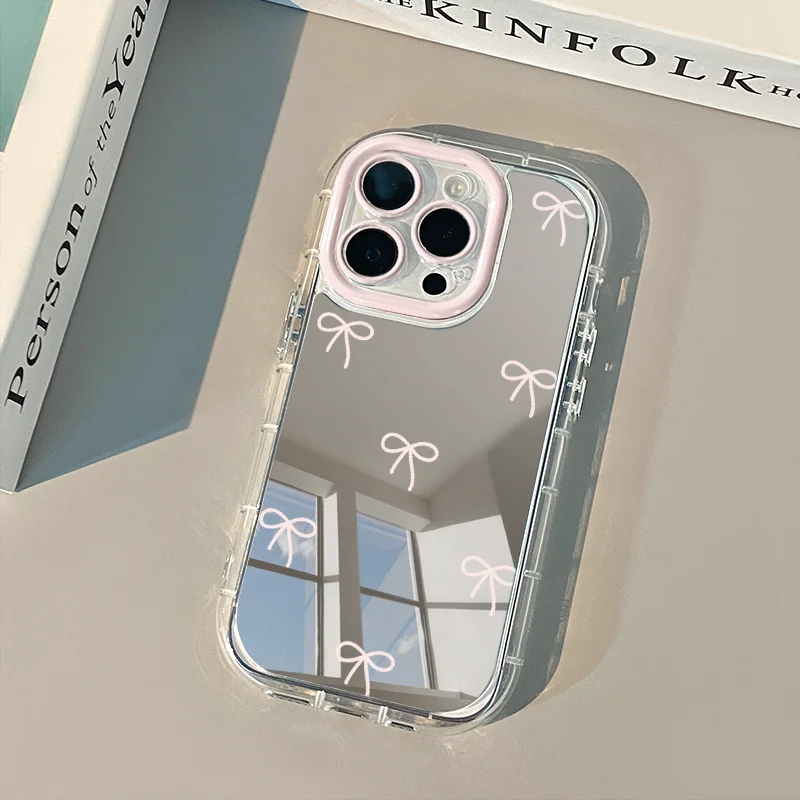 Minimalistische Love Air Cushion Spiegel-Handyhülle für iPhone 17 15 14 16 Pro Max 13 12 11 Pro XR XS 7 8 Plus 17Air INS Girl Cover – Detail 4