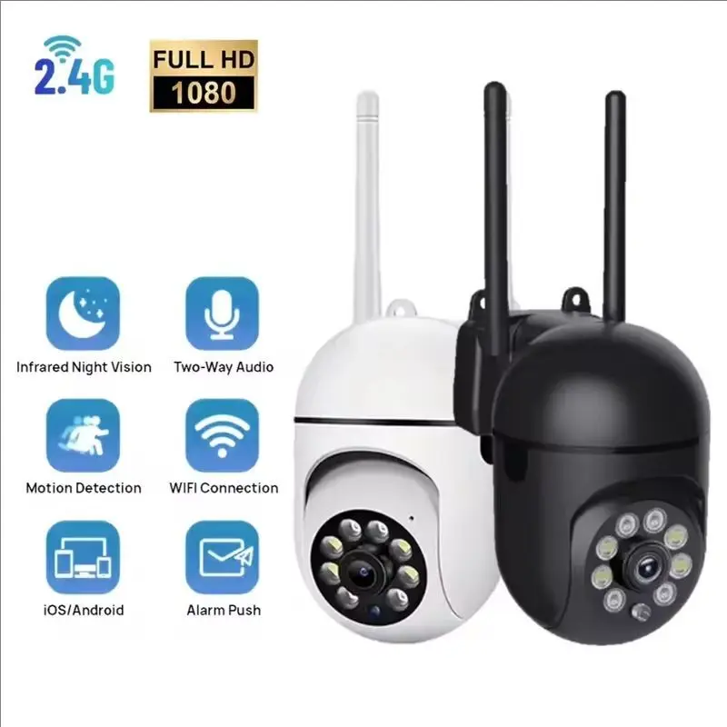 Cámara WiFi de 1MP, vigilancia de seguridad 2,4G, PTZ, visión nocturna IR, detección de movimiento, cámara de seguridad para el hogar con 2 antenas para niños