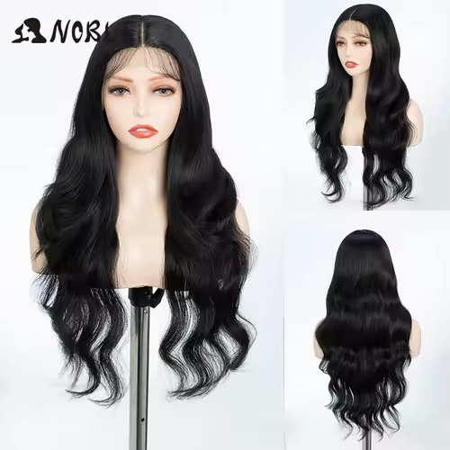 Noble 13x4 Lace Front Wig Synthetic 28 inch Long wavy ombre blonde Wigs For Women Ombre Lace Front Wig Synthetic Lace Front Wig - Image 21