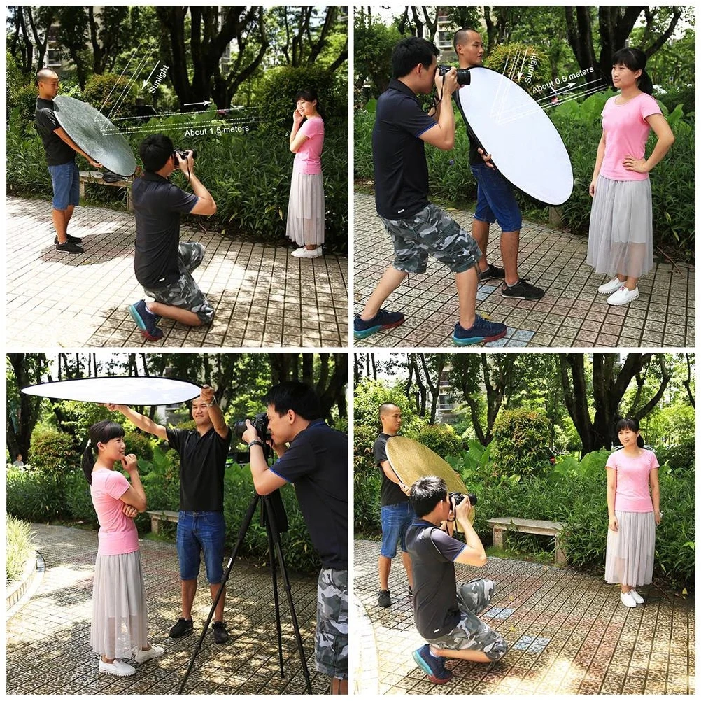 

Two in One Round Photography Reflector Foldable Nylon Durable Portable Light Reflector for Portrait Food Glass Photography