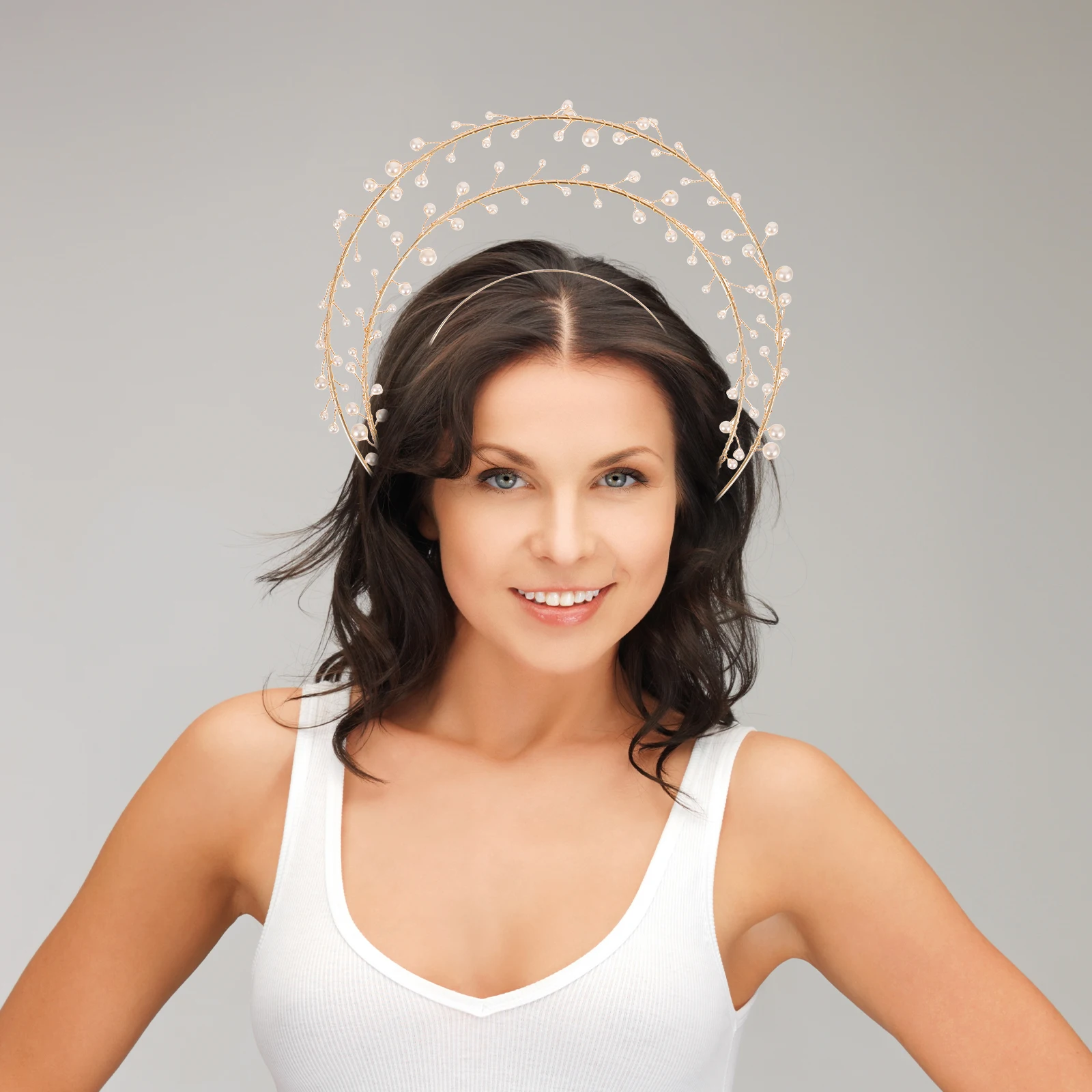 

Pearl Crown Headb Women H made Decorative Lolita Crown Headpiece Golden TSJ3314G Lightweight Wedding Party Accessories