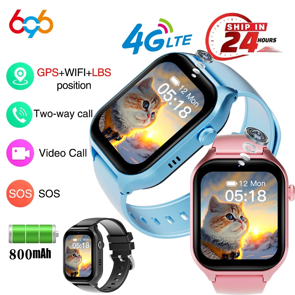 

Новые умные часы 4G для детей с GPS, AGPS, LBS, SOS, воспроизведением музыки, камерой, водонепроницаемые, с видеозвонками, 800 мАч, подарок для мальчиков и девочек