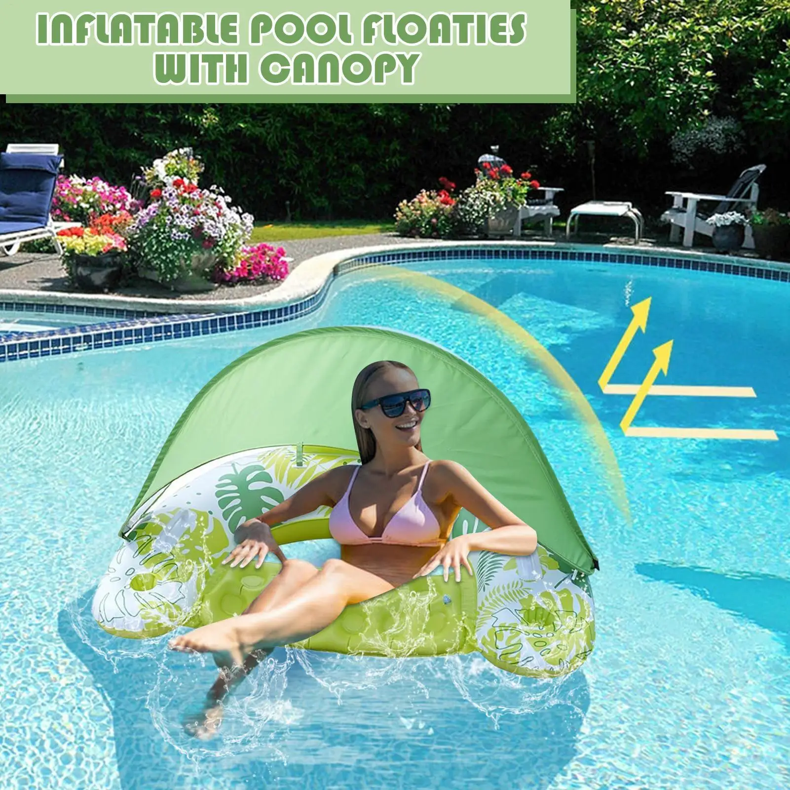 Flotador inflable para piscina, flotadores para piscina, silla flotante para piscina con portavasos, tumbona ergonómica para balsa de natación, silla de agua para hombres y mujeres
