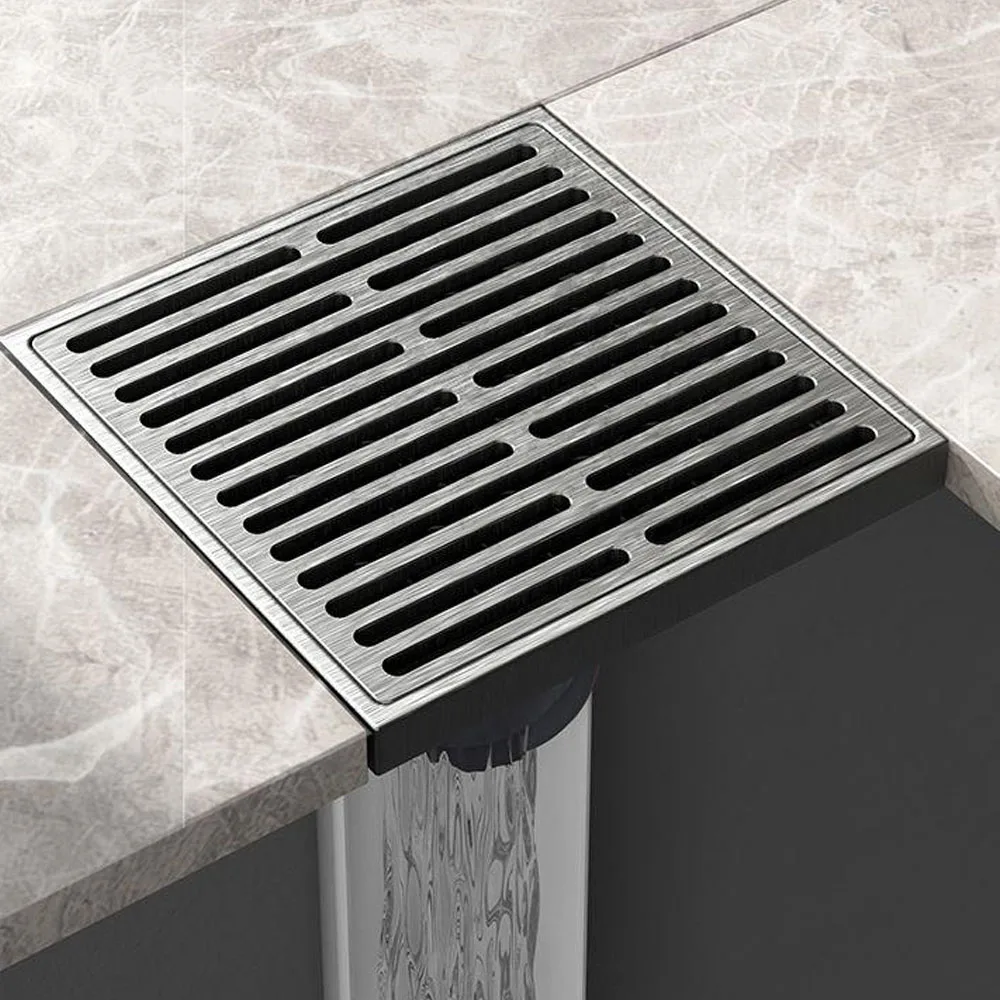 Anti-odor Bathtub Shower Drainer Floor Bathroom Accessories Square Gray Brass Floor Drain Waste Drain Bathroom Shower Drain