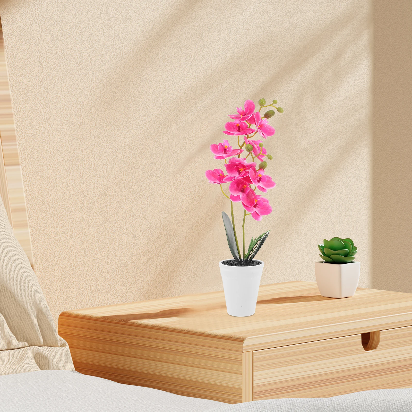 

Artificial Bonsai Simulation Phalaenopsis Indoor Plants Decorations Rosy Flowers PP PVC Material Home Office Kitchen Living Room