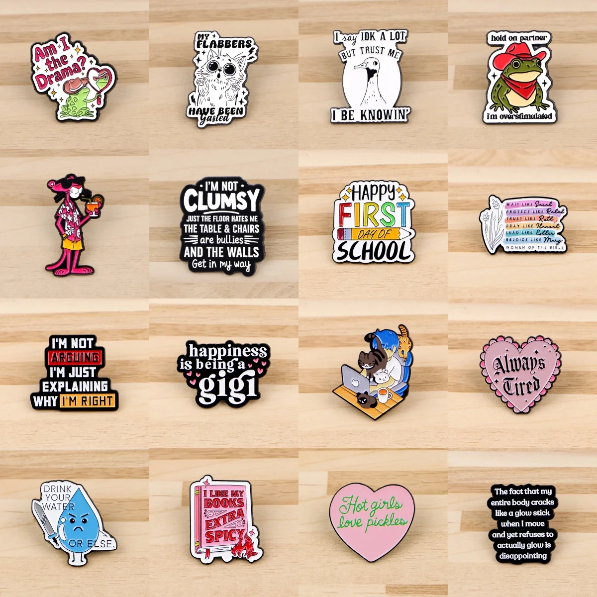 Cartoon Tiere Katze Frosch Emaille Pins Lustige Zitate Brosche Anstecknadel Abzeichen auf Rucksack Kleidung Accessoires Modeschmuck Geschenke