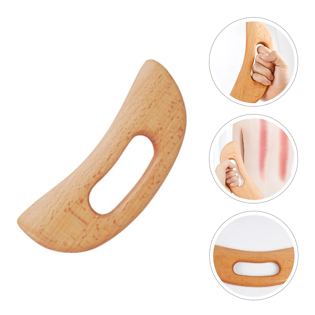 Gezichtsschraapbord Doorzichtige PVC-cadeautas Handheld Gua Sha-peddel 19X8X1CM Houten behuizing