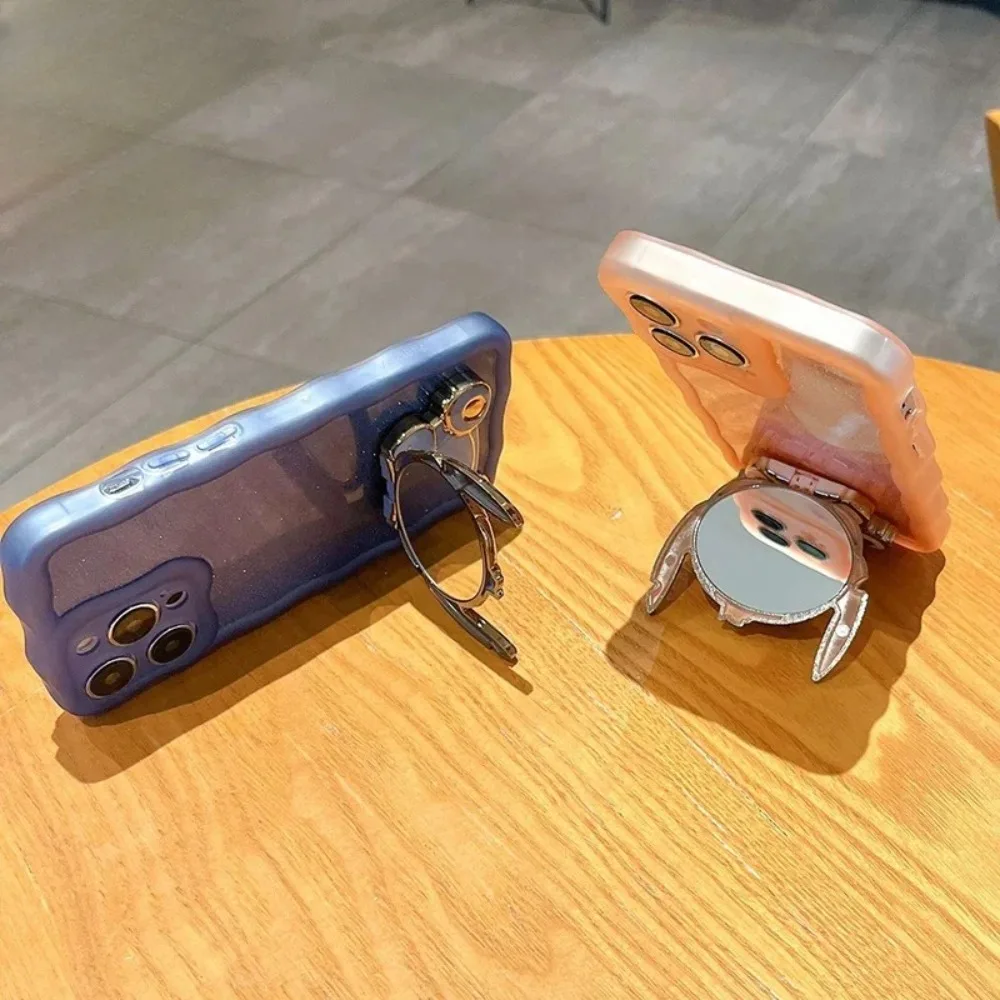 かわいいアニメステッチ電話ホルダーミラー付きリロステッチ電話バックステッカーポータブルユニバーサルブラケット装飾品女の子