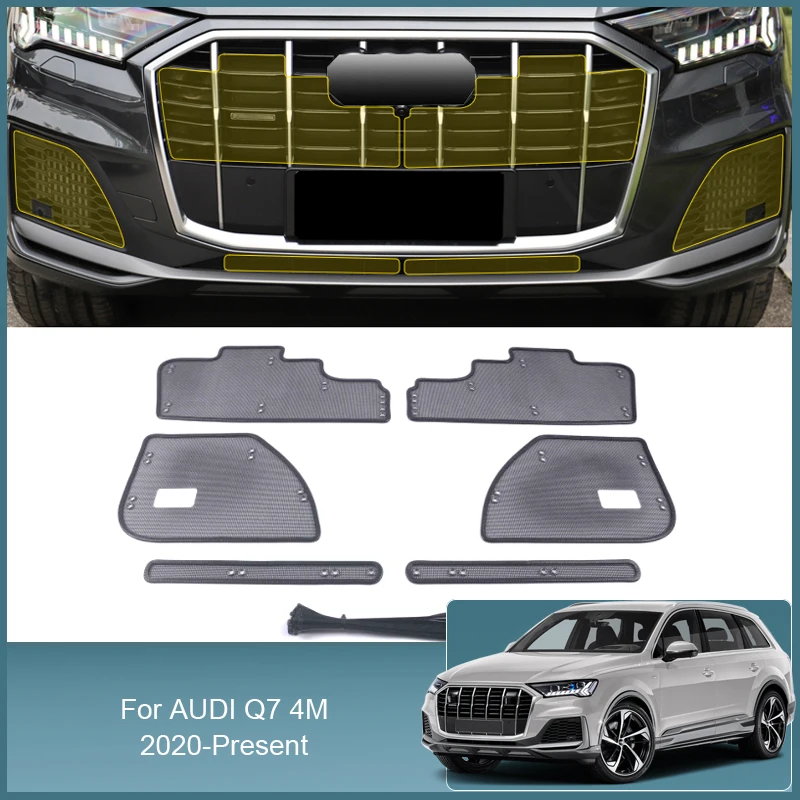 Stainless Steel Car Insect Screening Mesh Front Grille Insert Net Styling For AUDI Q7 4M 2.0T 3.0T 2020-2025 Auto Accessories