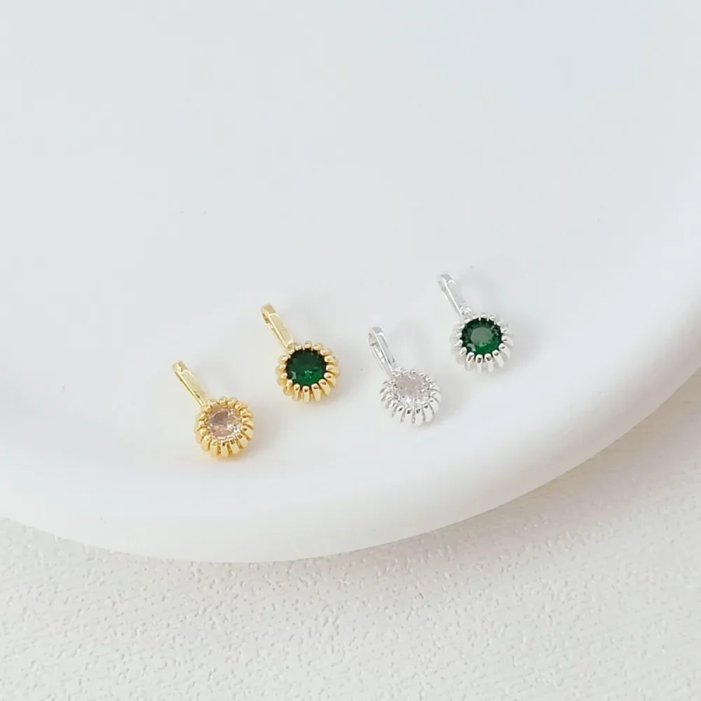 

Silver 14K Gold-plated Micro-inlaid Zircon Pendant, DIY Pearl Interlocking Bracelet Pendant