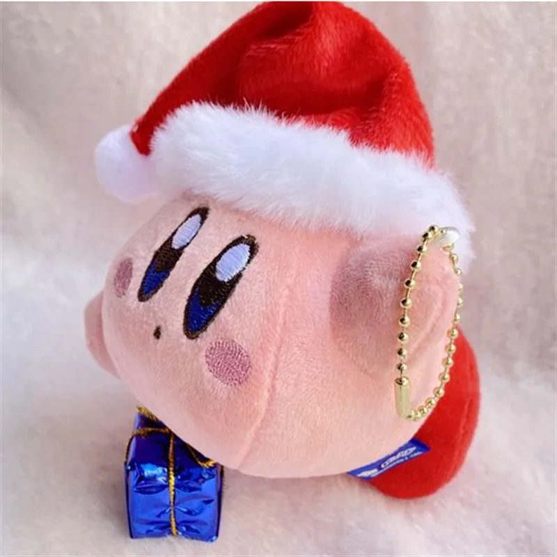 漫画カービィぬいぐるみチャームキーホルダーバックパックデコレーションソフトクリスマスハットデコレーション人形クリスマスギフト男の子と女の子向け