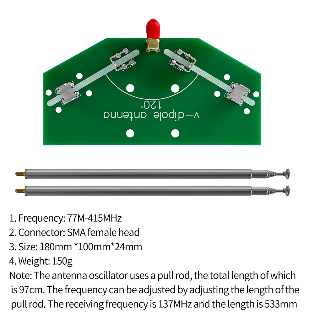 Imagem -06 - Frequência V-dipolo Antena fm Aviação Chifre Positivo v Pull Rod 137mhz Conector Sma 77m415mhz