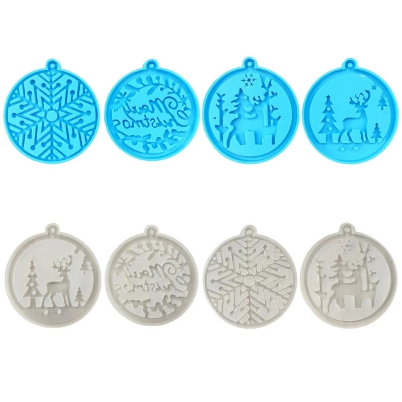 Set of 4 Silicone Christmas Keychain Mold Personalize Keyring Moulds Festive Decorations Molds Jewelry Making Supplies