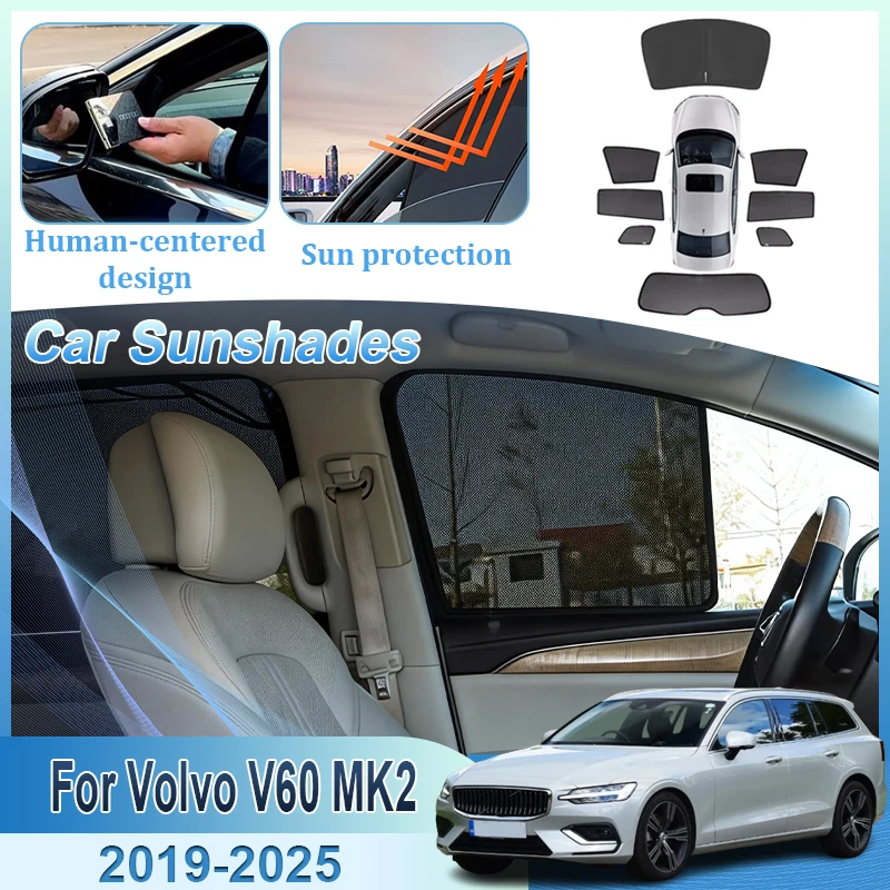 

Sunshade For Volvo V60 MK2 2019 2020 2021 2022 2023 2024 2025 Car Mesh Magnetic Window Sun Visor Privacy Curtains Accessories