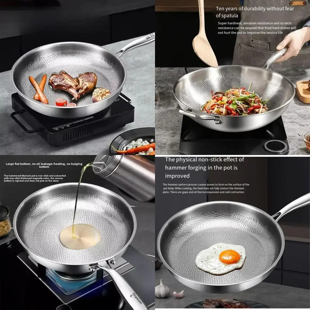 

Titanium Cookware Pan with Lid - Durable, Scratch-Resistant, Non-Stick, Nutrient-Rich Cooking Surface for Healthy Meals