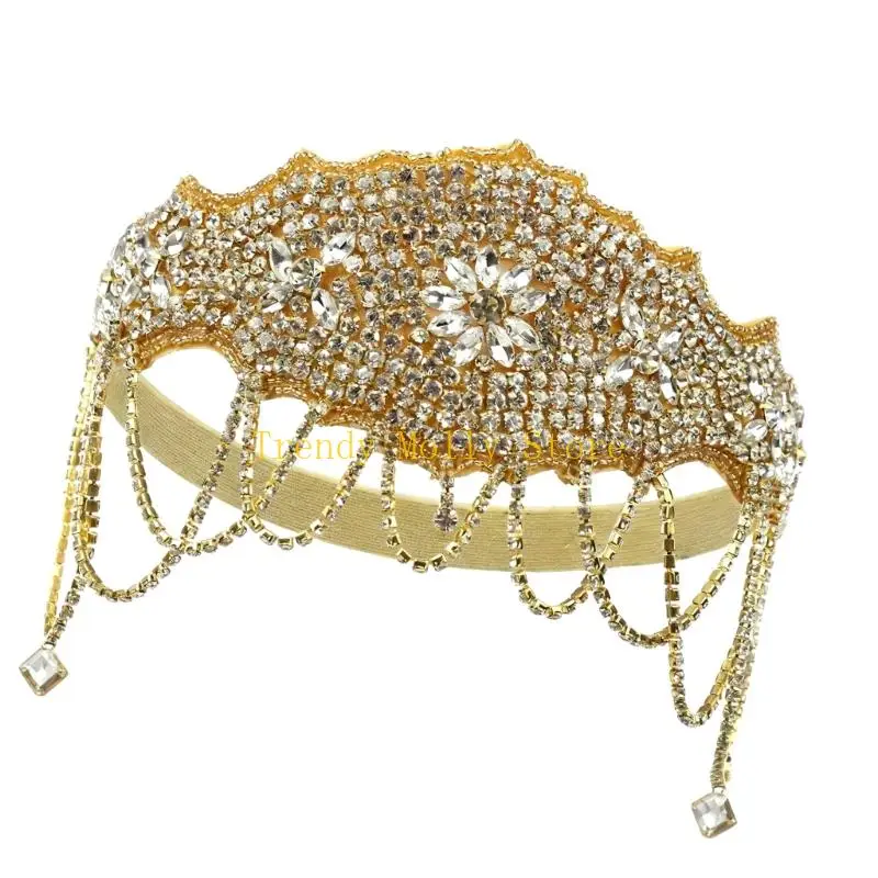 N5KB แถบคาดศีรษะ Rhinestones ประกายสำหรับผู้หญิงปาร์ตี้เต้นรำอุปกรณ์เสริมผม Comfort Fit