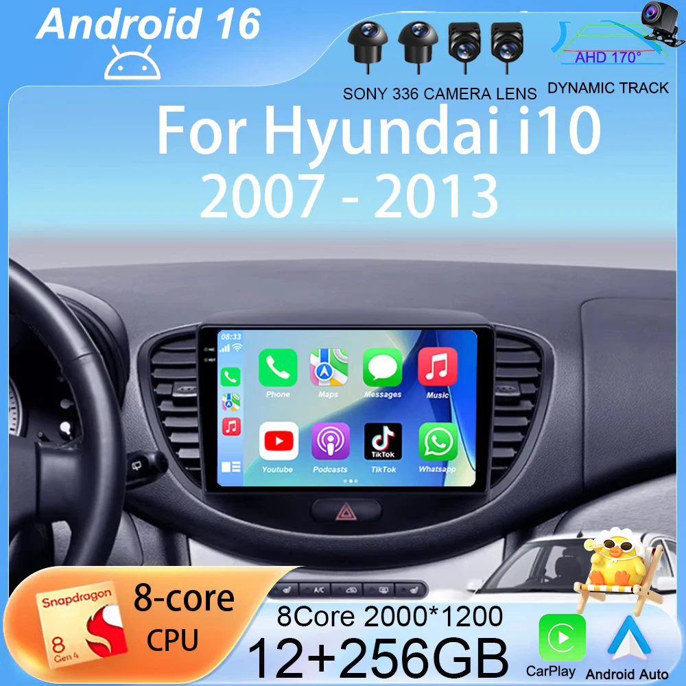 

Android 16 Auto CarPlay 2din Car Radio GPS Multimedia Video Player for Hyundai i10 2007 2008 2009 2010 - 2013 Stereo Navigation
