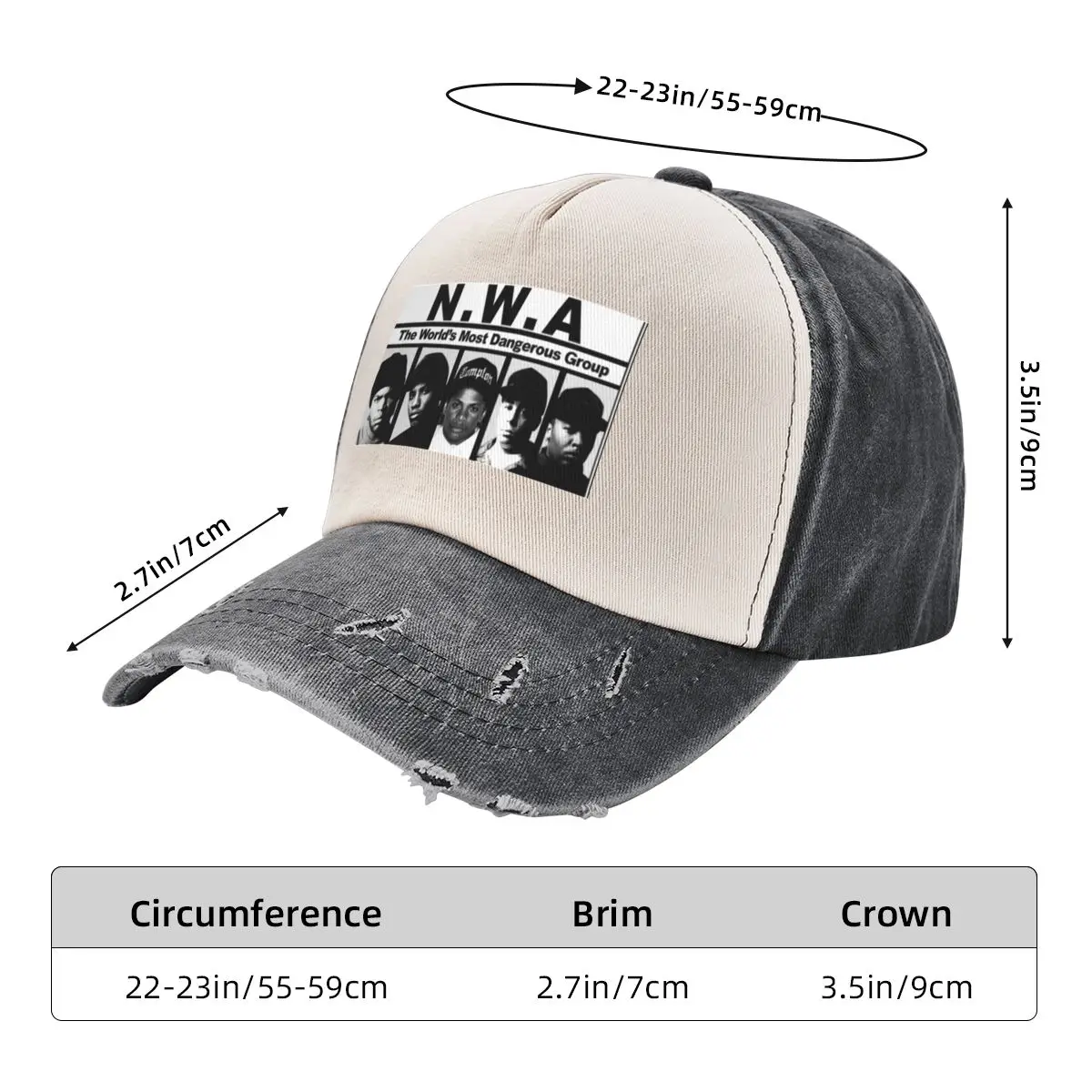 Retro NWA Ice Cube Baseball Caps Unisex Distressed Washed Snapback Cap MC Ren Dr. Dre DJ Yella Eazy-E All Seasons Travel Hat Cap