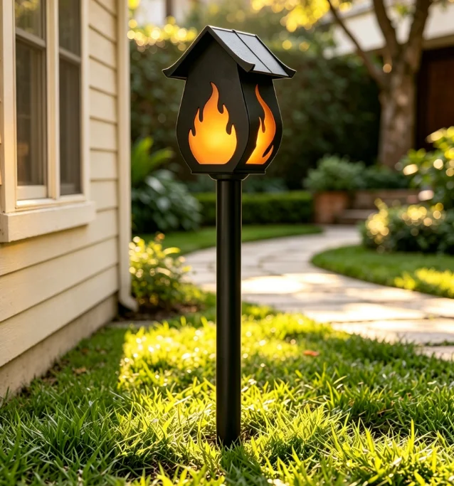Ground Mounted Solar Lawn Lights Outdoor Waterproof Decorative Landscape Flames Lights For Villa Garden Courtyard