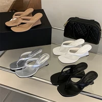 Eilyken New Summer Wedges High Heels Women Slippers Fashion Square Clip Toe Party Sandals Flip Flops Female Shoes - Image 6