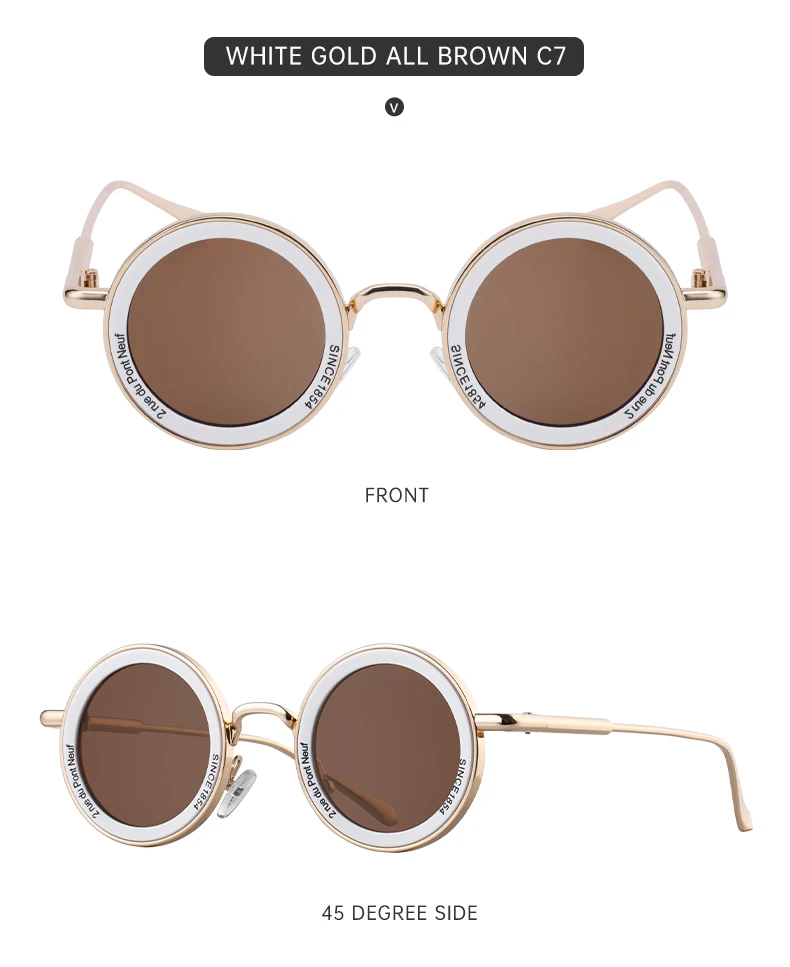 Kleine Rahmen Runde Steampunk Sonnenbrille Männer 2026 Luxus Marke Retro Punk Sonnenbrille Für Männliche Klassische Fahren Brillen UV400 – Detail 23