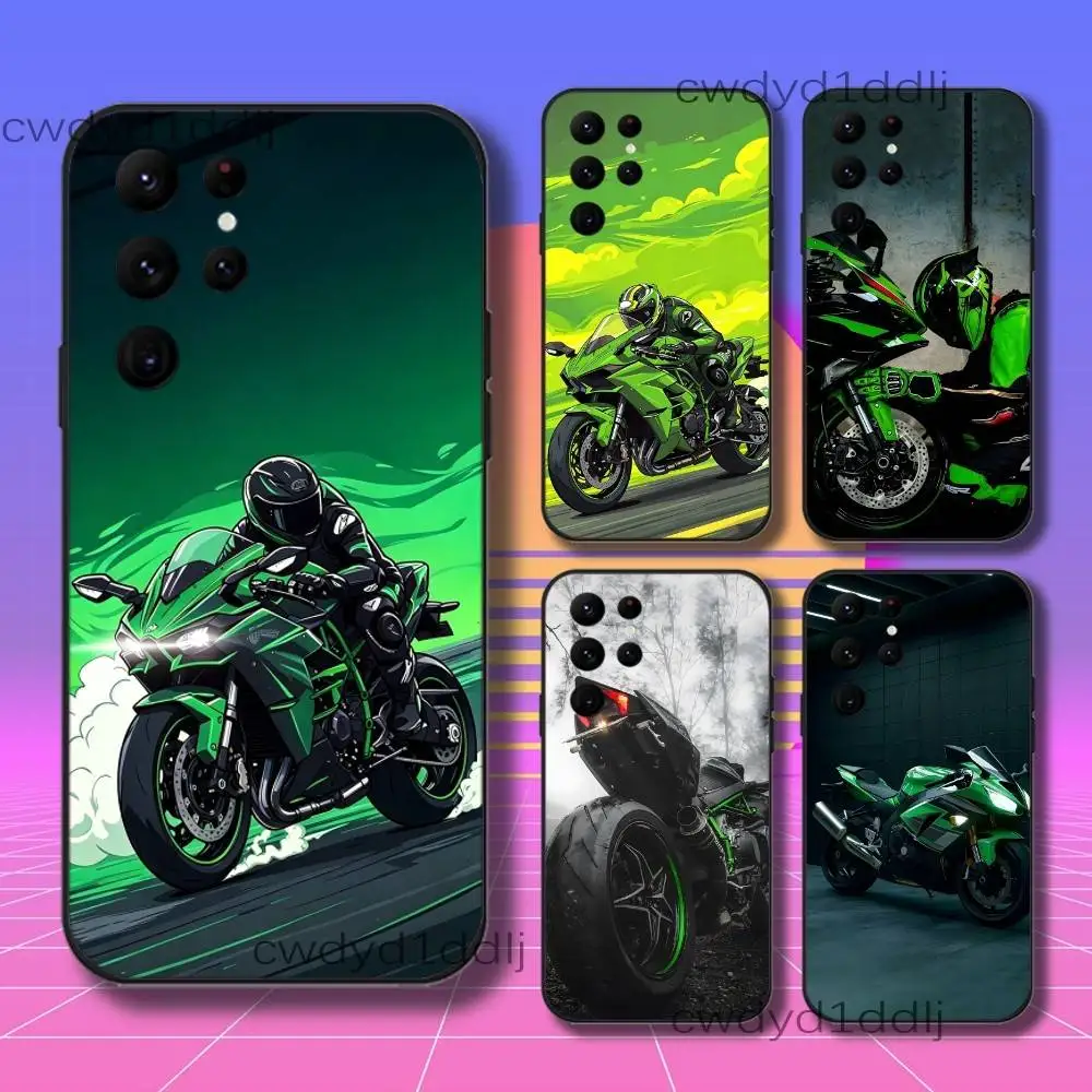 

Motorcycles K-Kawasaki-es Ninja H2R Phone Case For Samsung S10,S21,FE,S21,S26,S25,S24,S23,Ultra,S9,S22,Plus Black Shockproof TPU