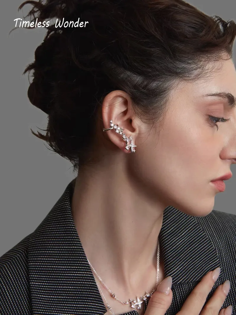 Timeless Wonder Fancy Zircon Geo Star Stud Earrings Women Designer Jewelry Trendy Gift Top Classy Simple Neat 5133