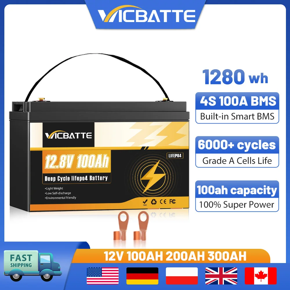 12V 100Ah 30ah LiFePO4 Lithium Battery, Built-in 100A BMS 6000+ Deep Cycles,Born for All RV,Van,Truck,Camper,Solar Power Storage