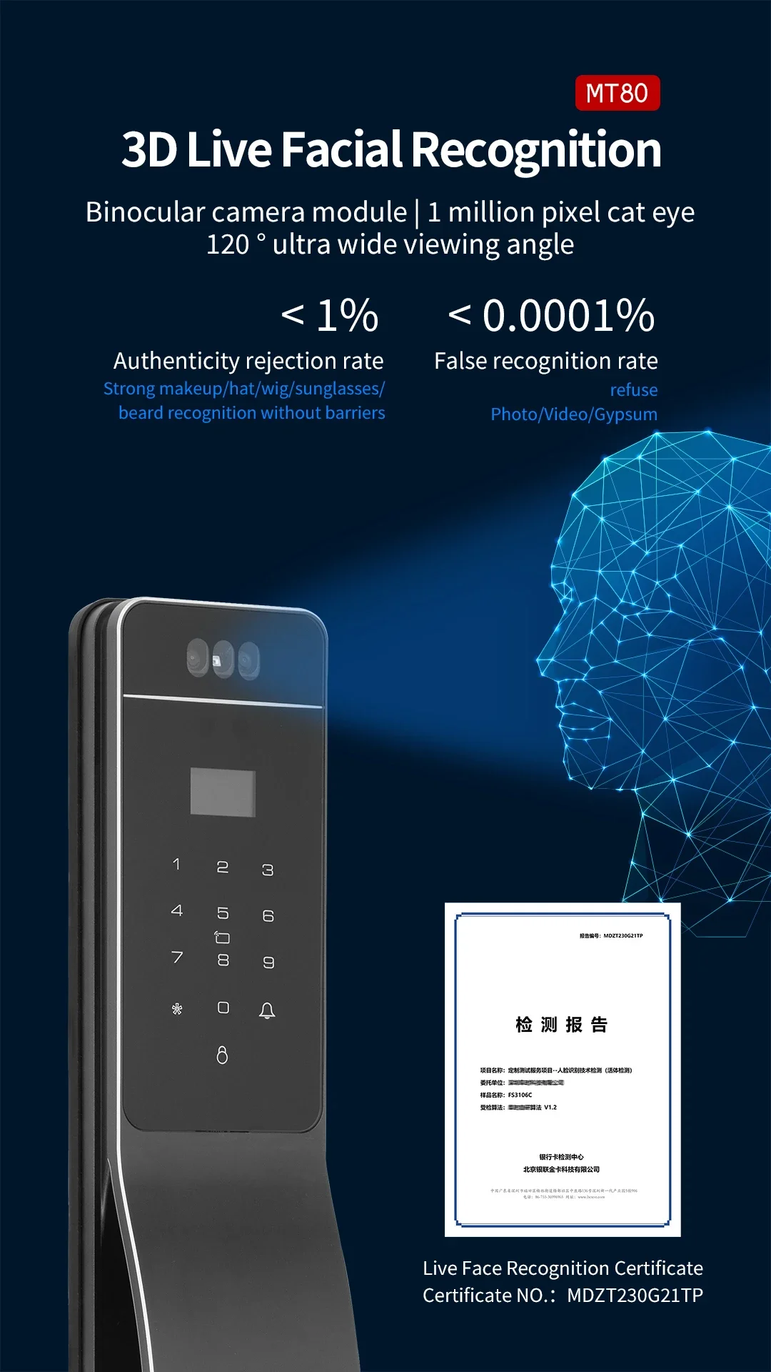 008 HUNE-cerradura electrónica TTLOCK con huella dactilar, WiFi Digital y Bluetooth, cerradura de identificación Facial inteligente, puertas con Tuya