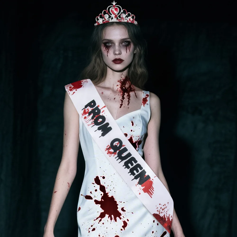 

Halloween Scary Bloody Ghost Bride Cosplay Costume Women Dresses Crown Shoulder Strap Bouquet Party Stage Wear 2025