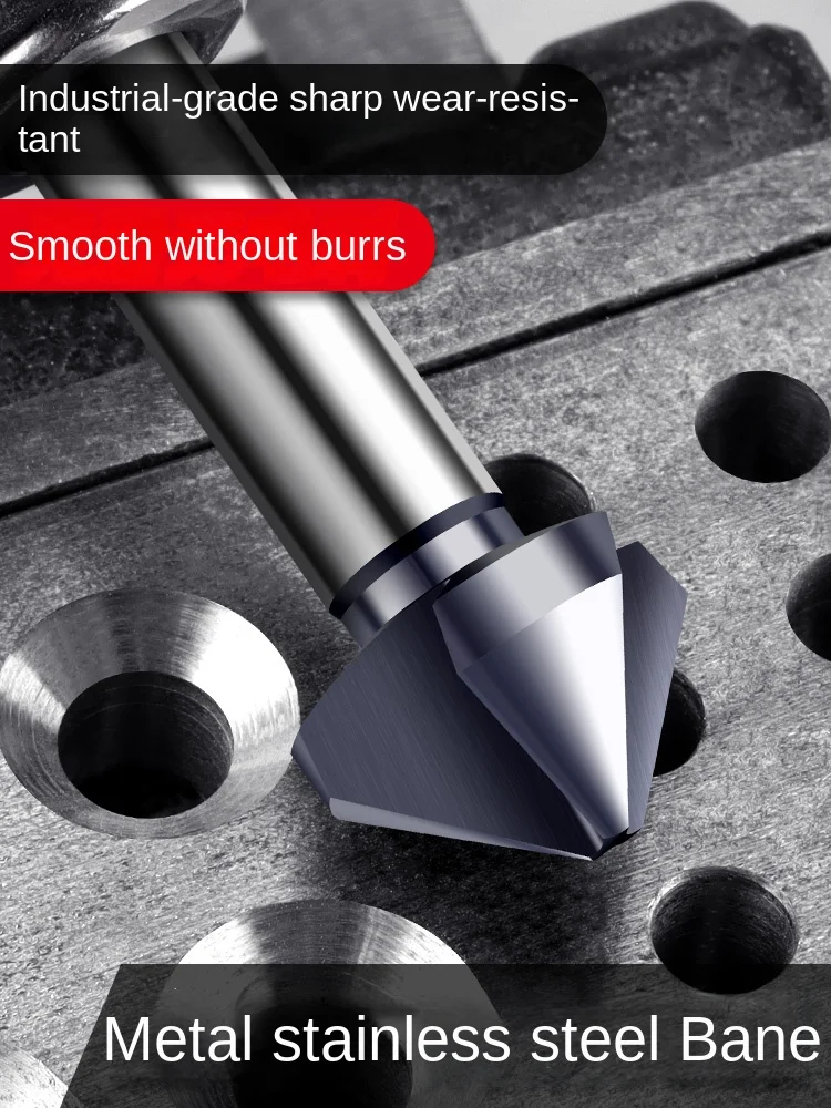 Chamfer cutter 90 degree three edge tungsten steel alloy single edge stainless steel countersunk drill bit