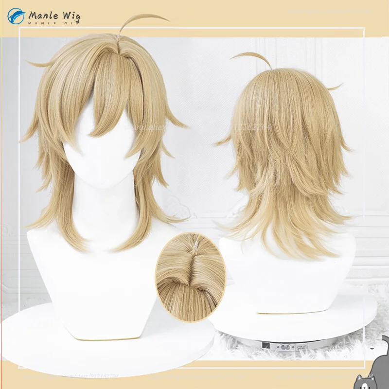 ES Hakaze Kaoru Cosplay Wig Short Flax Gold Wig Heat Resistant Synthetic Hair Hakaze Kaoru Cosplay Anime Wigs + Wig Cap