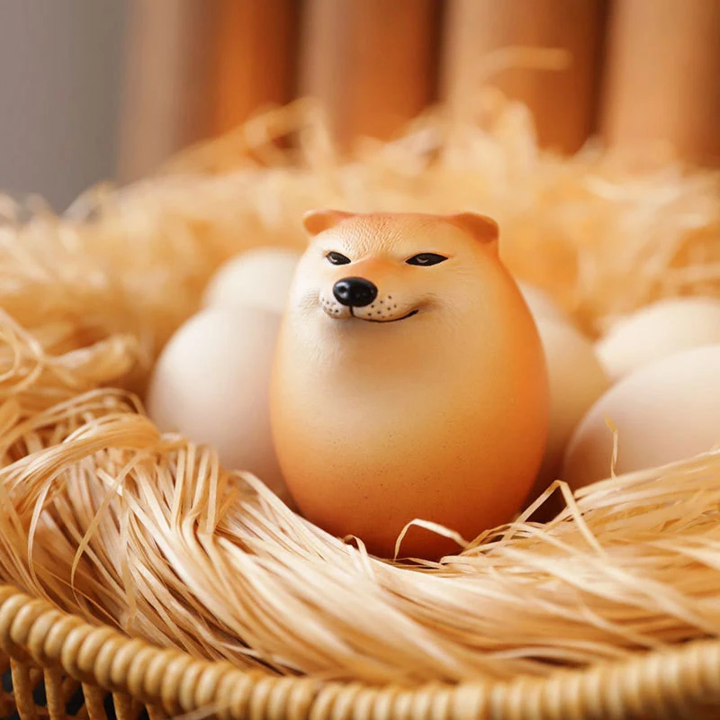 Criativo Shiba Inu Realista Egg Forma PVC Desk Decor, Dog and Egg União Decorações para Casa, Escritórios, Divertidos Presentes de Natal