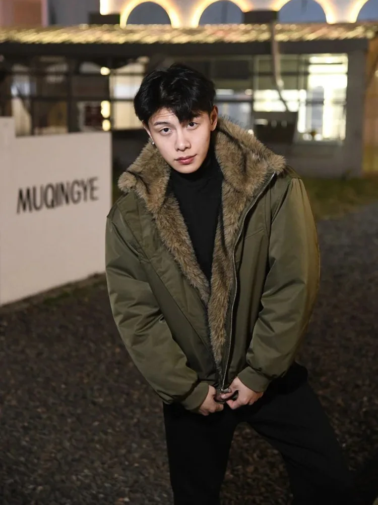 

Мужская куртка с меховым воротником в восточноевропейском стиле, красная, для кампуса, колледжа, стадиона, бейсбола, спорта, с вышитыми нашивками, в университетском стиле, топ