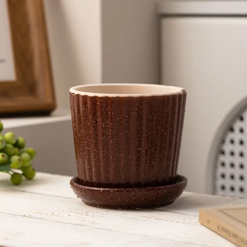 Frosted Succulent Flowerpot Ceramic Creative Personality Home Decoration Simple Shape Pottery Tabletop Succulent Small Flowerpot
