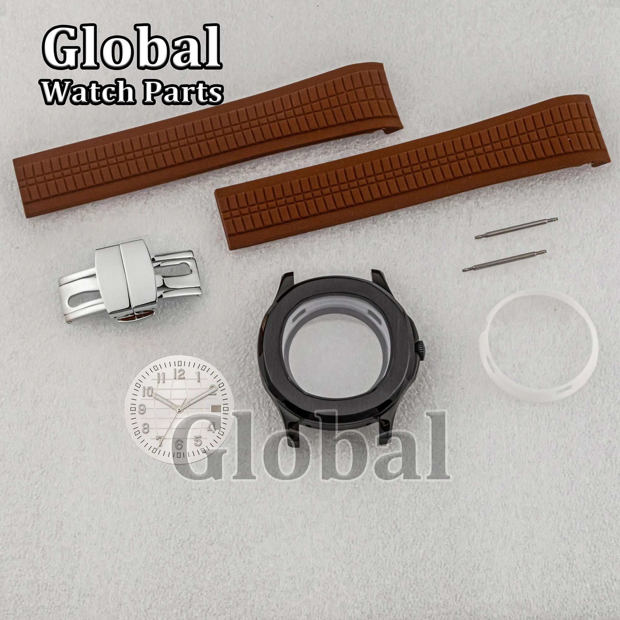 Корпус NH35, резиновый ремешок, циферблат, светящиеся стрелки, черная нержавеющая сталь, 10 АТМ, водонепроницаемое сапфировое стекло для механизма Nautilus NH36