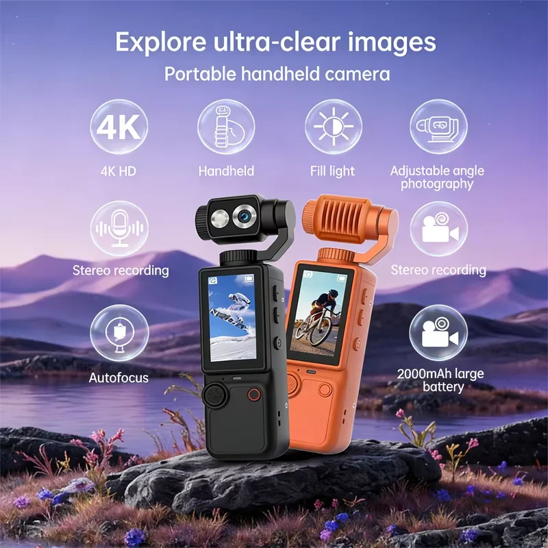 

4K 1080P Pocket Action Camcorder HD Sports Cam 2.0 LCD Screen 180 Rotate Wifi Mini Camera with Waterproof Case Motion Camera