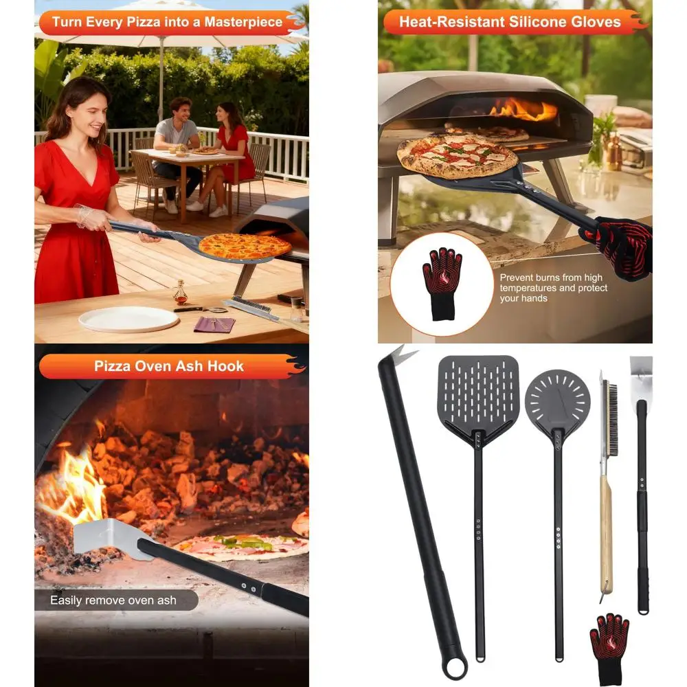 

Набор для пиццы из 6 предметов: 9 и 12 перфорированных кожухов, кисточек, грабли, вилок, рукавиц с 40 алюминиевыми ручками.