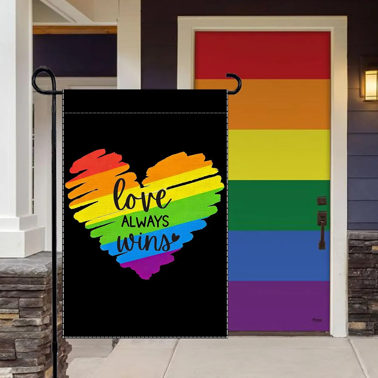 Rainbow Pride Garden Flag Love Always Wins LGBTQ Small Flags for Outside, 12x18 Inch Parade Gay Pride Lesbian Transgender Bi MMZ