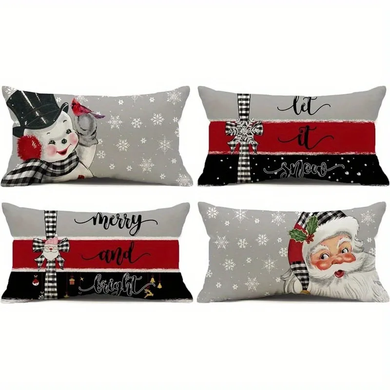 

1 шт. Рождественский наслаждение: Санта, Снеговик и праздничные принты, наволочки, наволочка для дивана-кровати, новогоднее украшение для дома