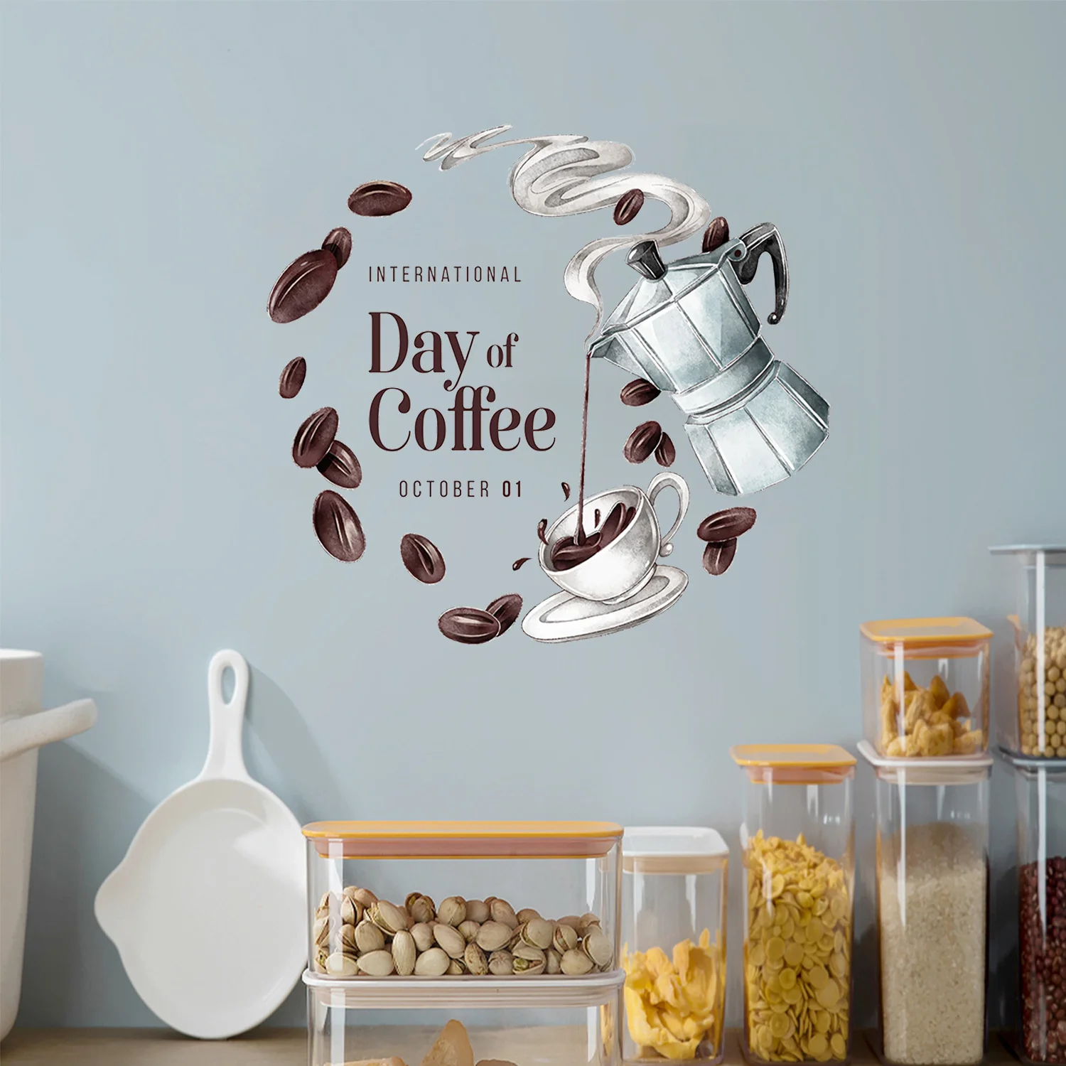 

Cartoon Wall Sticker For Children Coffee Cup Wreath PVC Room Decor Stickers Home Decoration Accessories Self-Adhesive Wallpaper