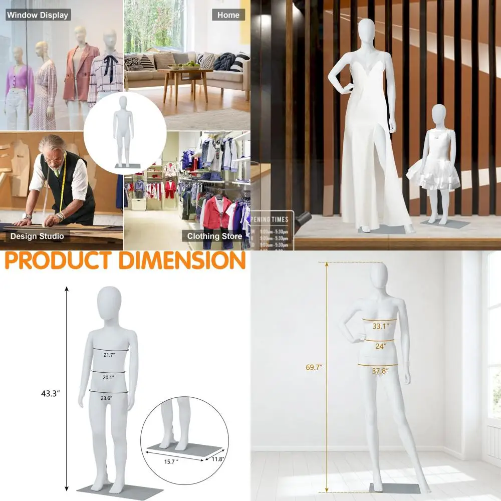 

6-Foot Adjustable Detachable Mannequin Stand for Fashion & Clothing Design (Female & Child)